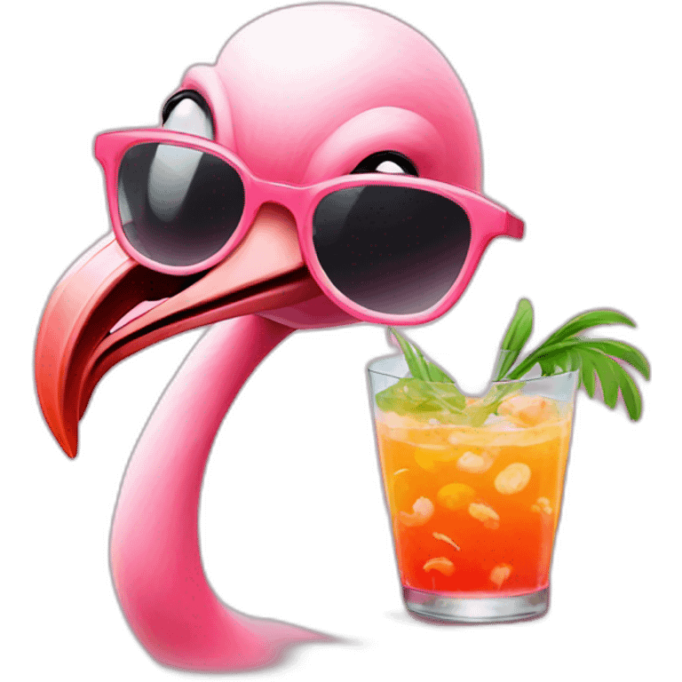 flamingo with glasses and shrimp cocktail emoji