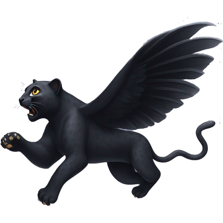 winged black leopard flying emoji