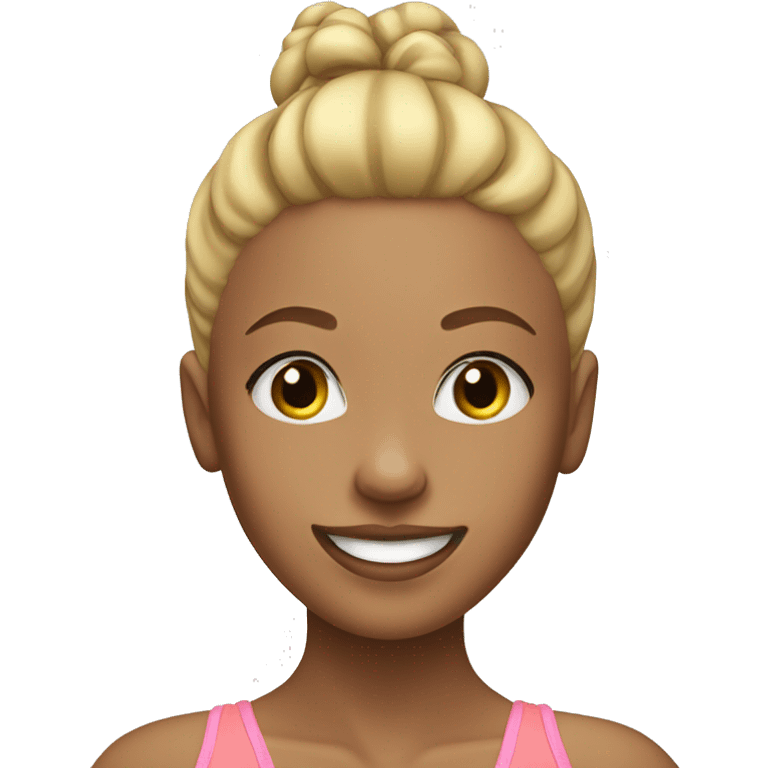 smiling girl in bikini  with top knot hair blonde  emoji