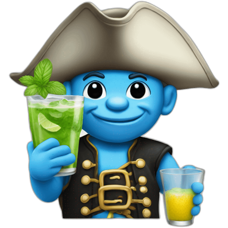 smurf pirate drinking mojito emoji