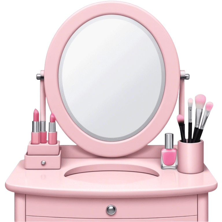 White Makeup vanity with light pink makeup emoji