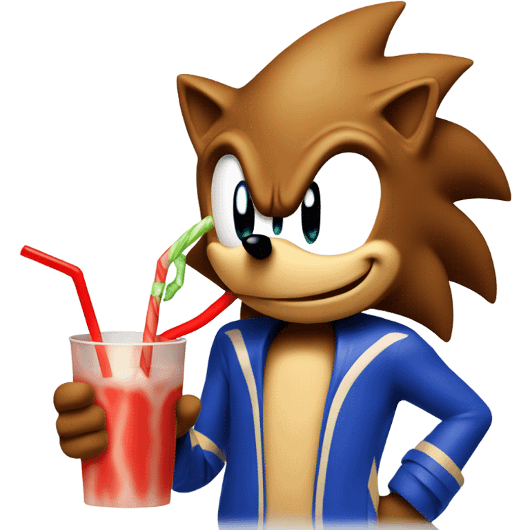 sonic the hedgehog sucking a straw, steaming emoji