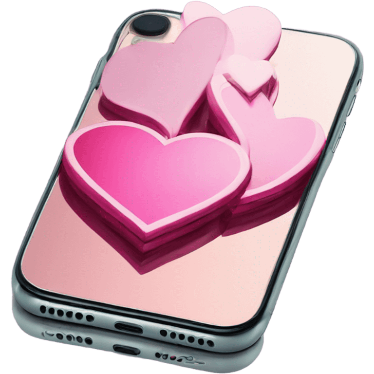 iPhone 11 with a mirrored case in the form of hearts emoji