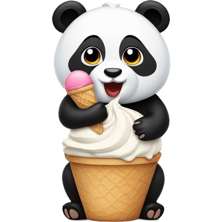 Panda eating ice cream emoji