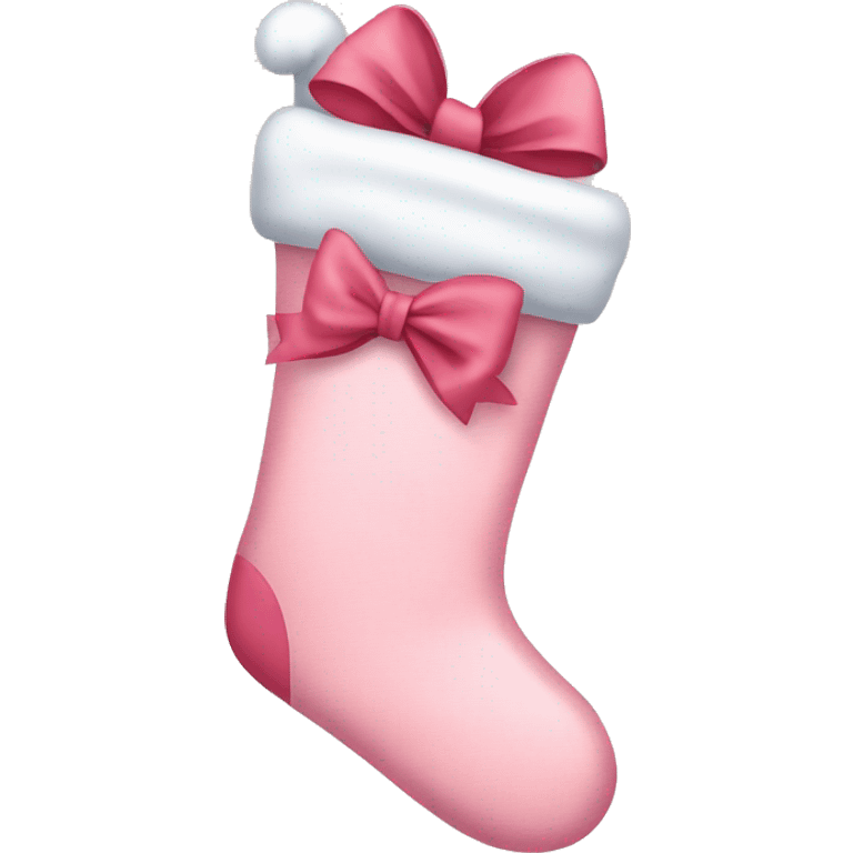  light pink Christmas stocking with big bow emoji