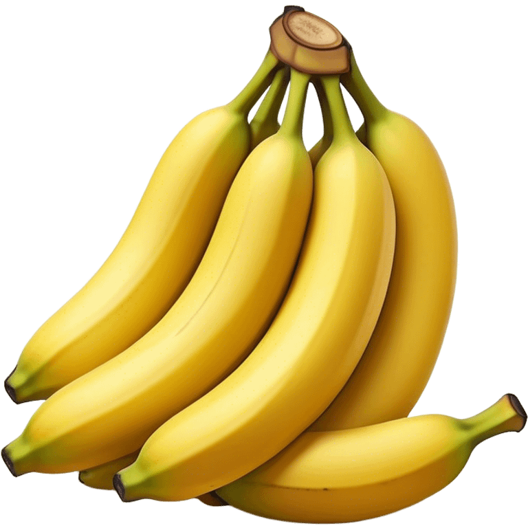 Cinematic bright yellow bananas, smooth peel with gentle curves, slightly ripened, stacked in a charming bunch, warm glowing background, soft and inviting. emoji