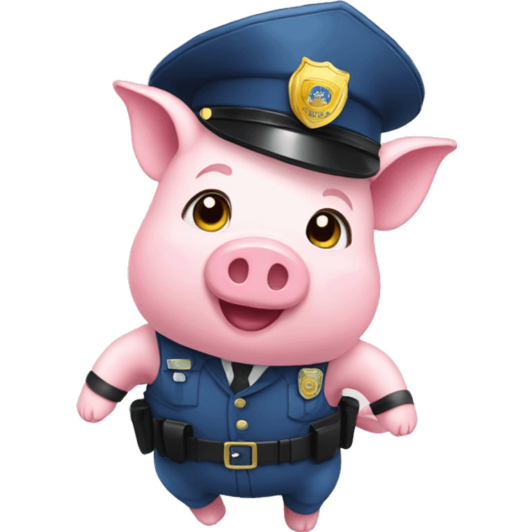 piggies in police outfit with falling jugs emoji