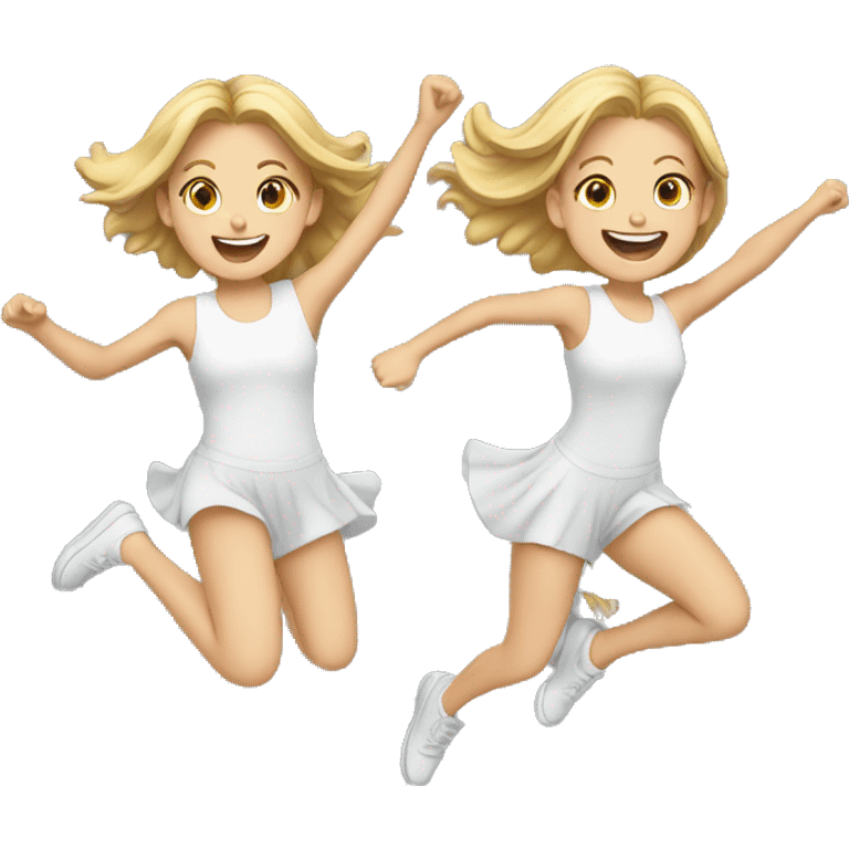 two white girls jumping emoji