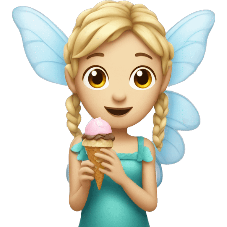 Fairy with eating ice cream emoji