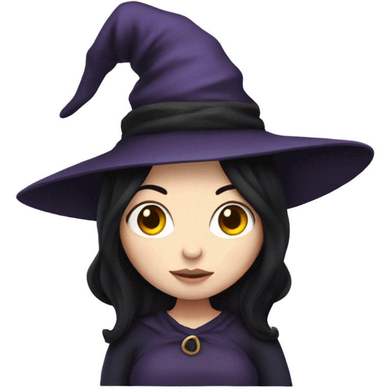 Pregnant witch with black hair and white skin emoji