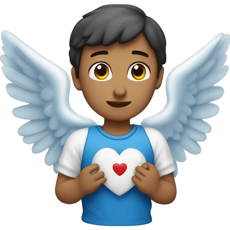 Corazón azul con angelito dentro  emoji