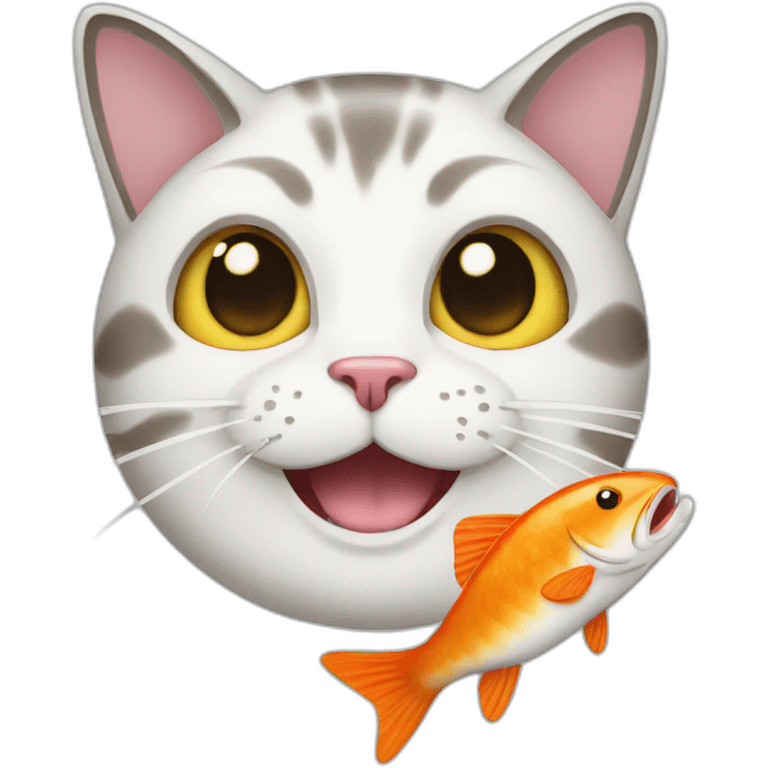 Cat eating fish emoji