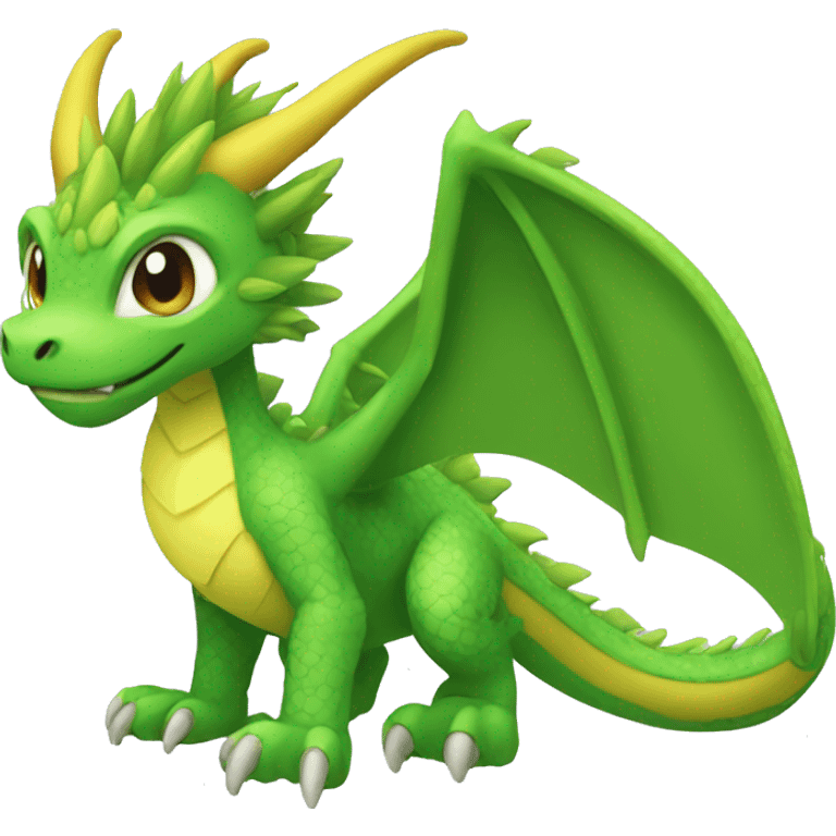 Colorful Legendary Green Jungle Grass Dragon Fakemon emoji