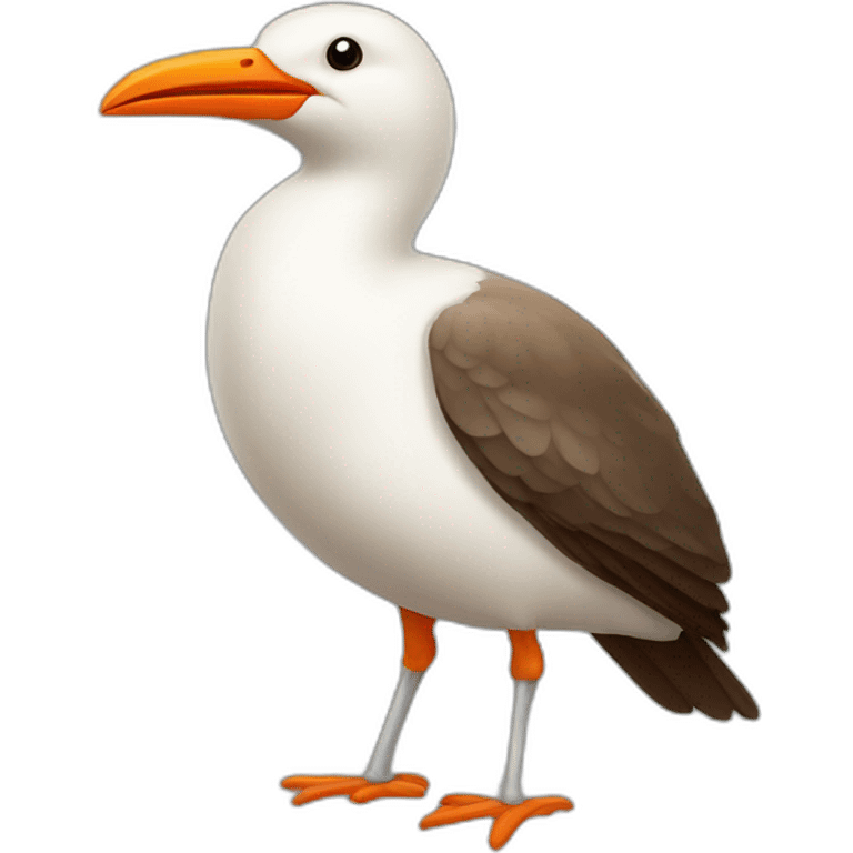 brown and white sea bird with legs and orange beak emoji