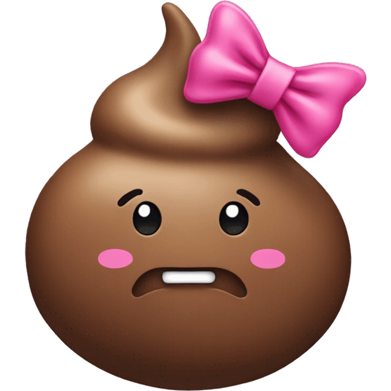 Poop with pink bow smiling emoji