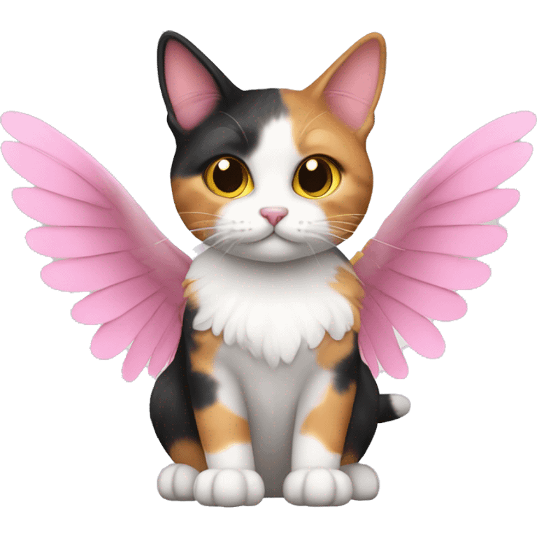 calico cat with pink wings emoji