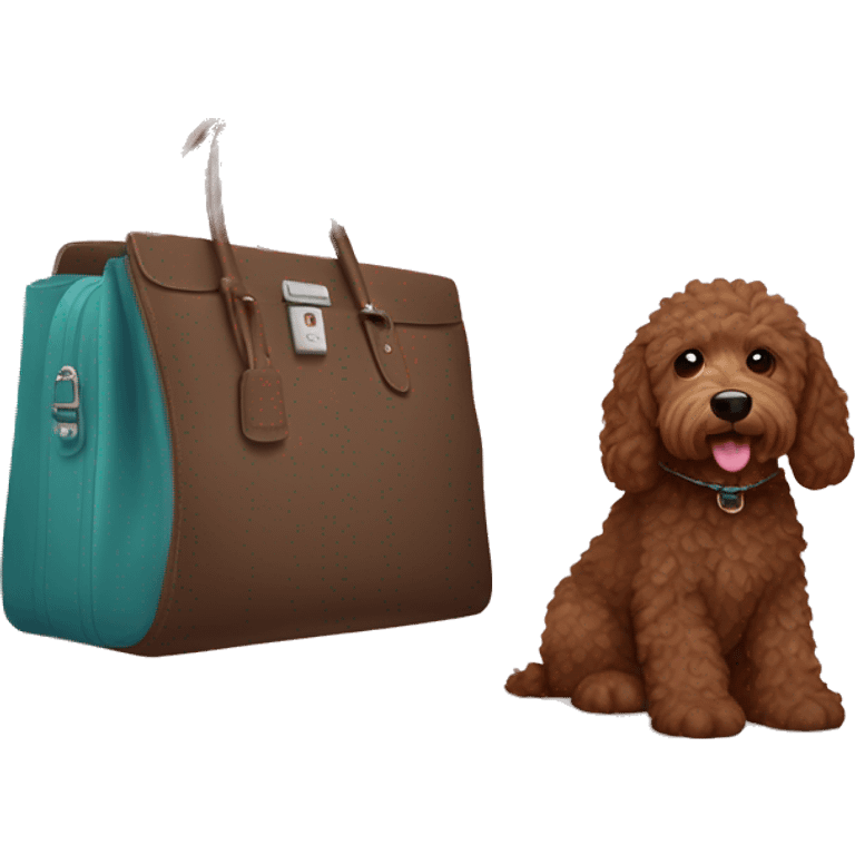 Brown labradoodle with Birkin bag emoji