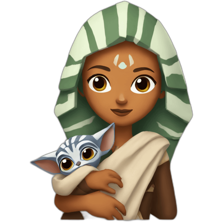 Ahsoka Tano holding baby yoda emoji