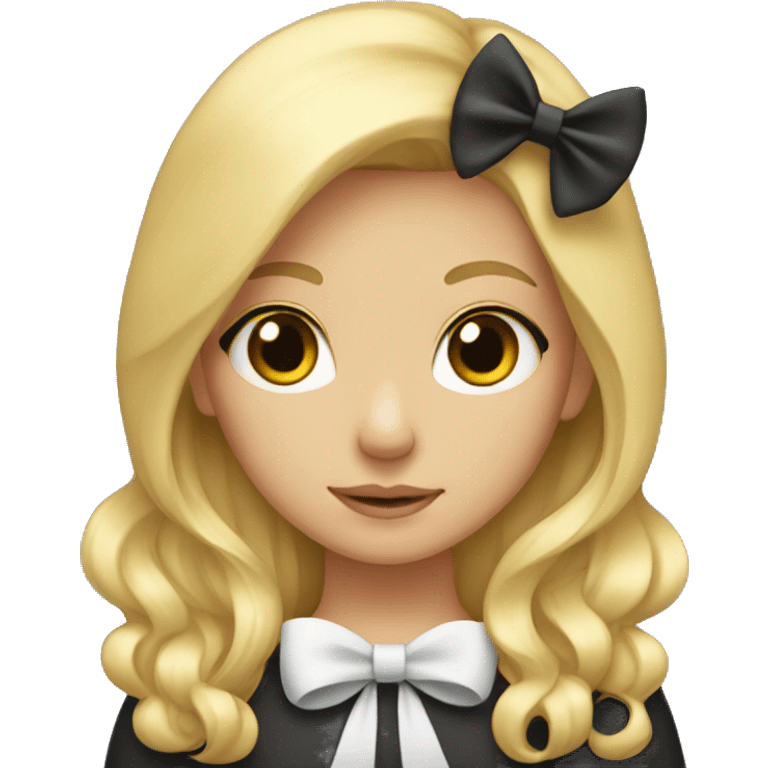 A girl with blonde hair with a bow emoji