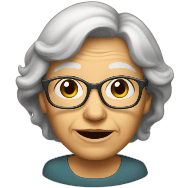 A old woman usign mac emoji