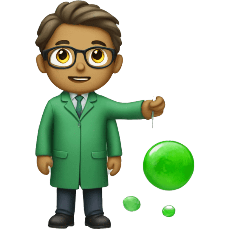 A scientist in a green coat draws pictures. emoji