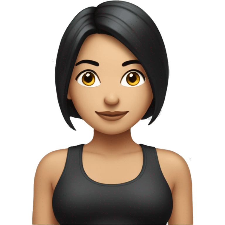 Pretty girl with black hair doing pilates emoji