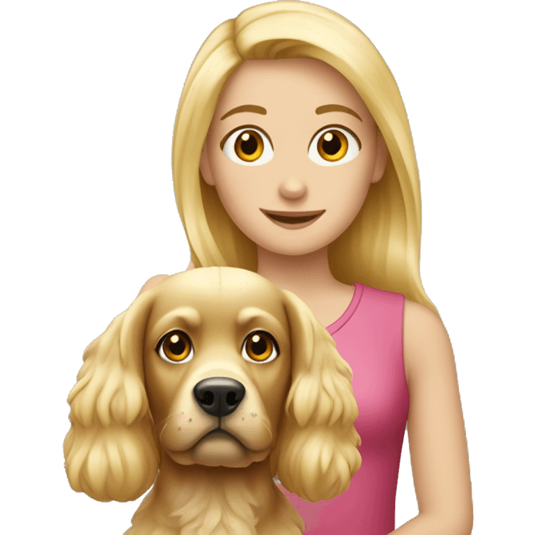 Blond girl with cockspanial dog  emoji