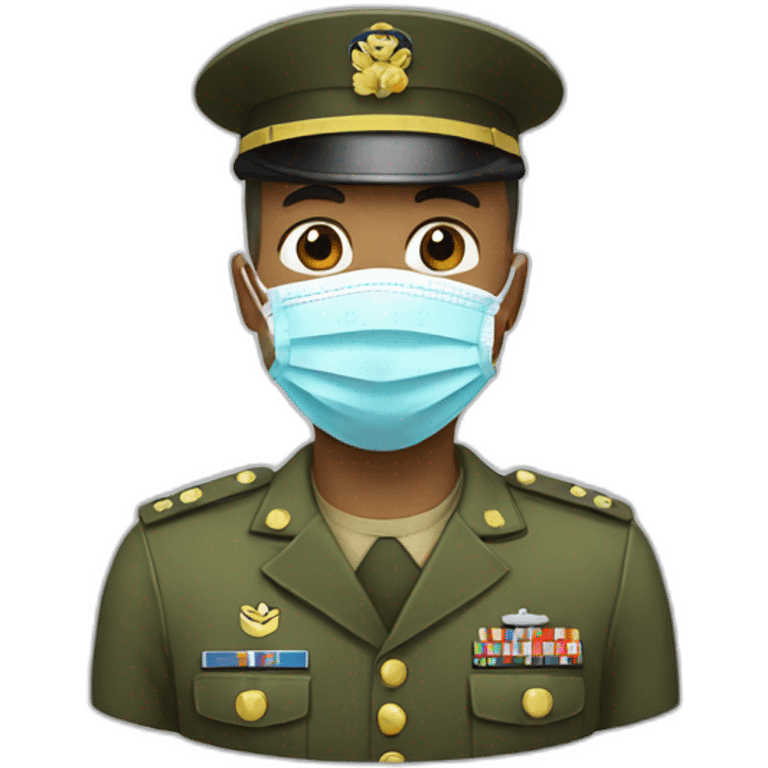 a military man in a Medical masks emoji