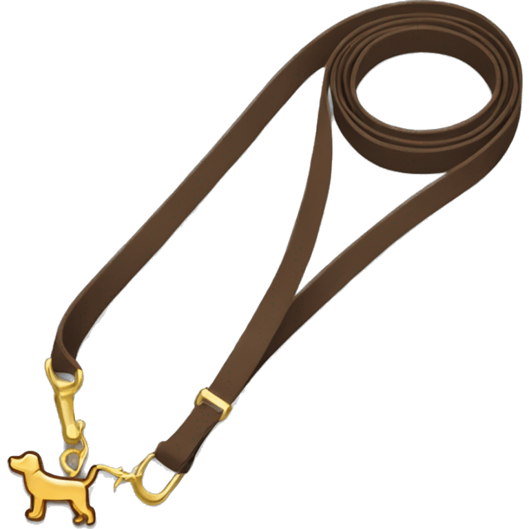 Brown dog leash with gold  emoji