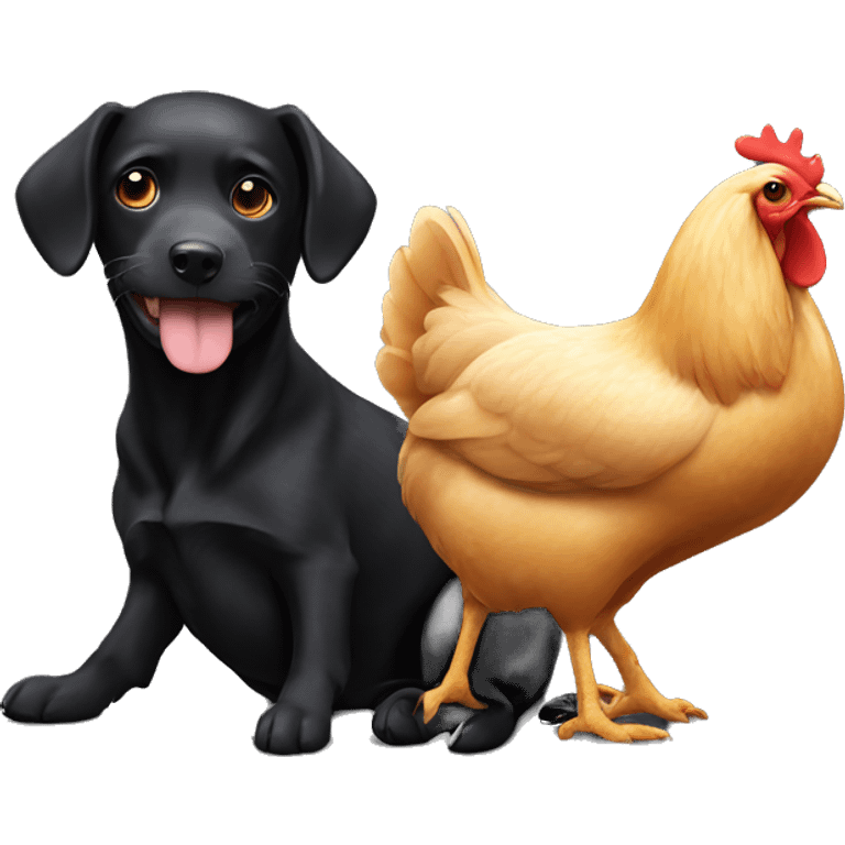 Black dog with chicken  emoji