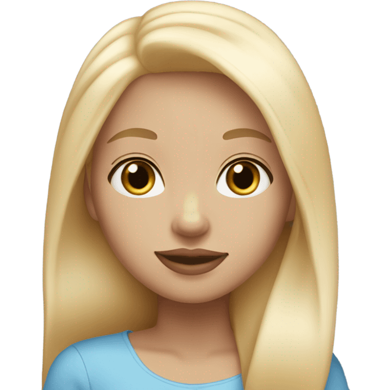 Blonde girl with light pink full lips blue eyes straight hair and light skin tone  emoji