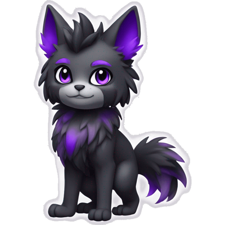 Anthro-Edgy-Cool-Black-Purple-Contrast-Colors-Fantasy-Fur-Sona-Chibi-Shiny-Fakémon-Hybrid full body emoji