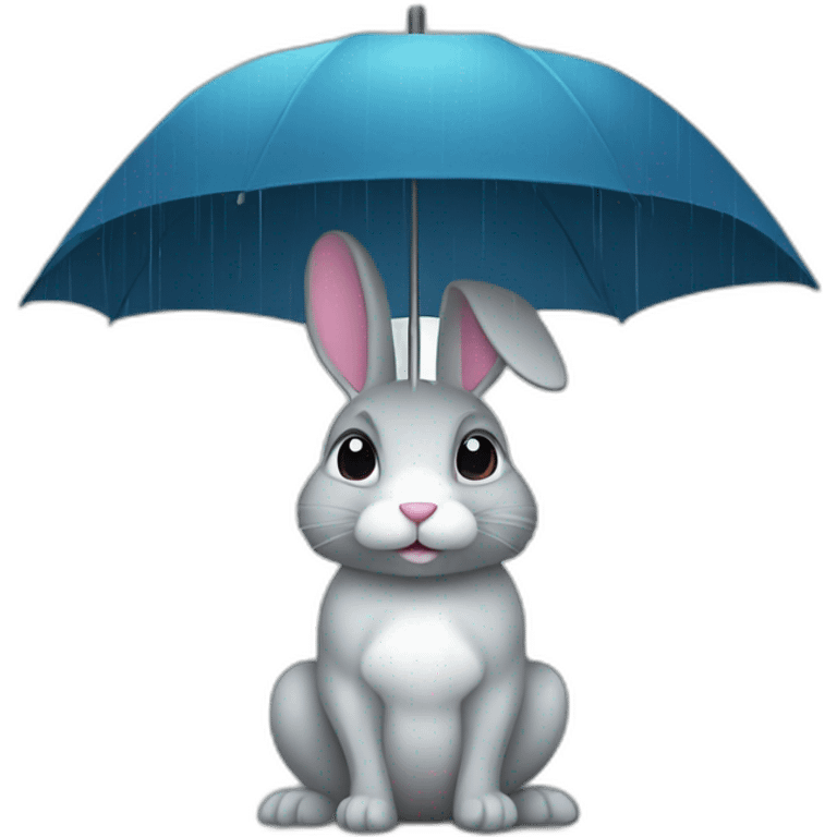 a rabbit under an umbrella  in the rain emoji