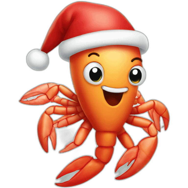 Funny shrimp dressed like santa claus emoji