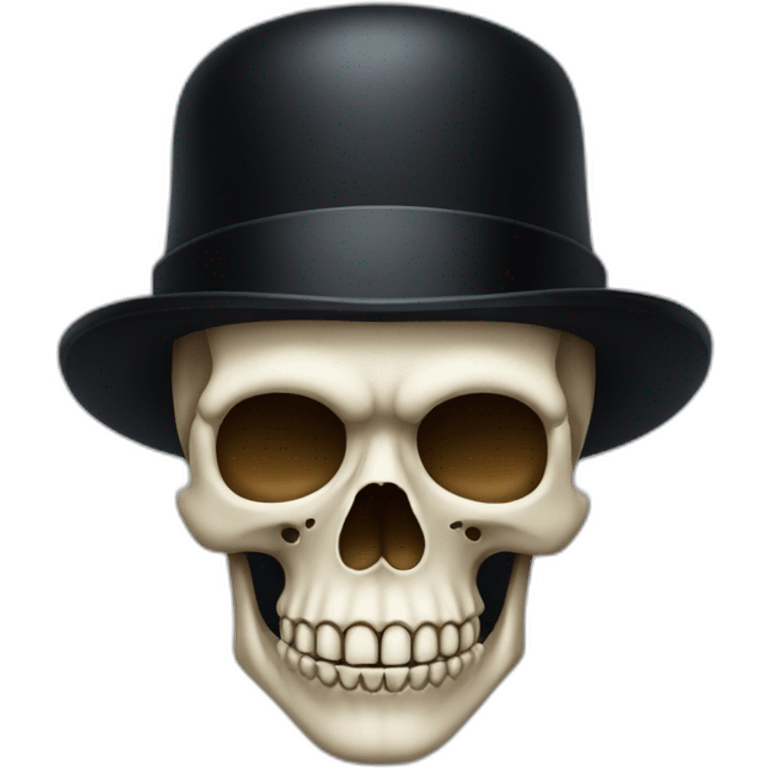 full black skull wearing a bowler hat emoji