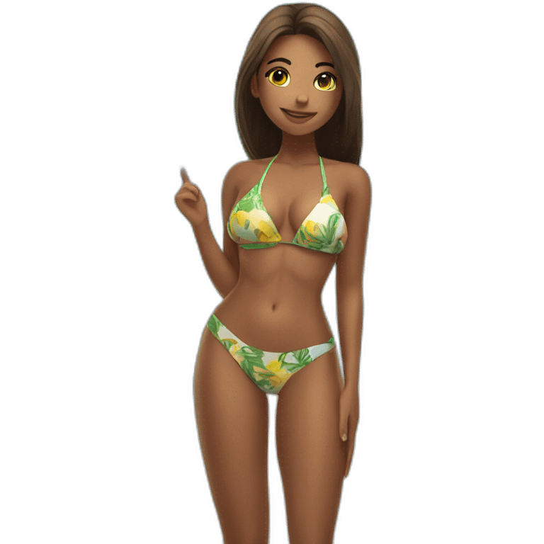 brazilian bikini girl full body low angle view from front emoji