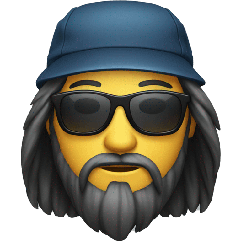 long hair businessman with sunglasses and cap emoji