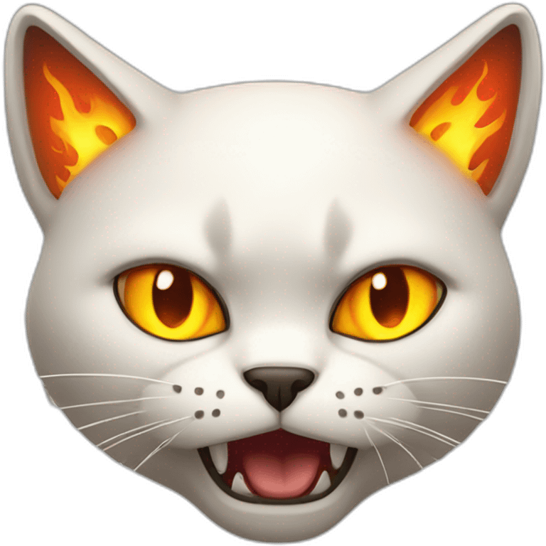 furious cat with flames emoji