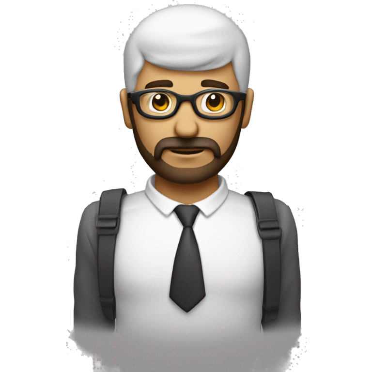 un hombre calvo con lentes de aumento y barba de candado emoji