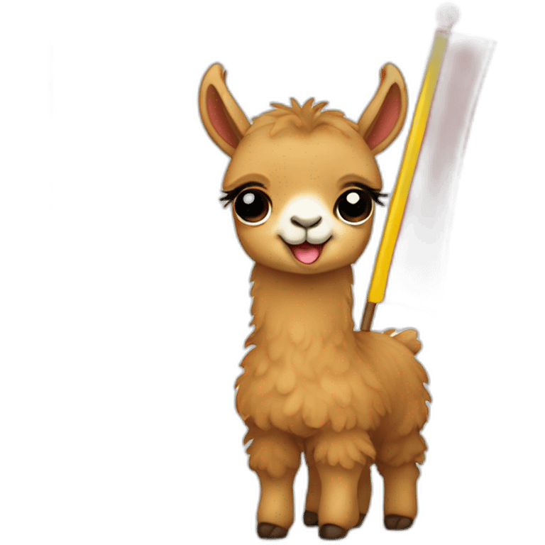 Baby llama with the Spain flag emoji