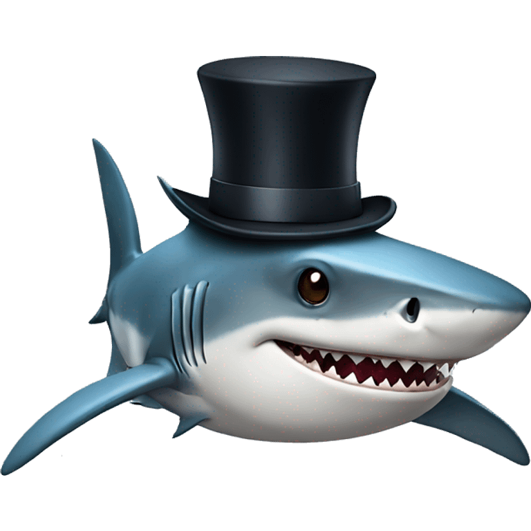 Shark with a top hat emoji