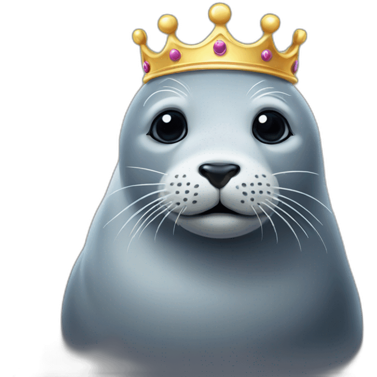 cute grey seal with crown emoji