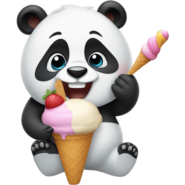 Panda eating ice cream emoji