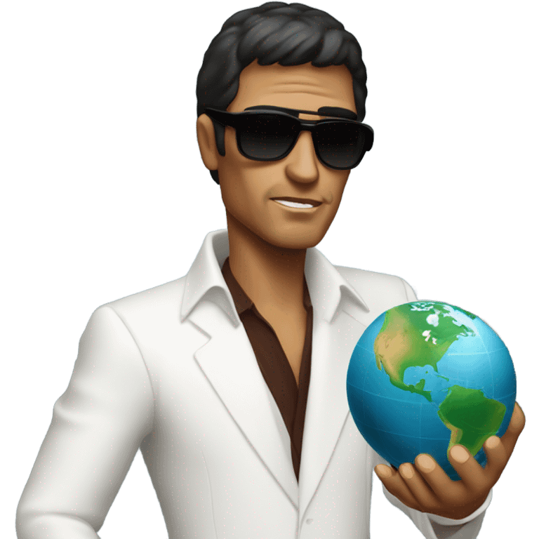 Tony Montana sunglasses the globe in his hand emoji