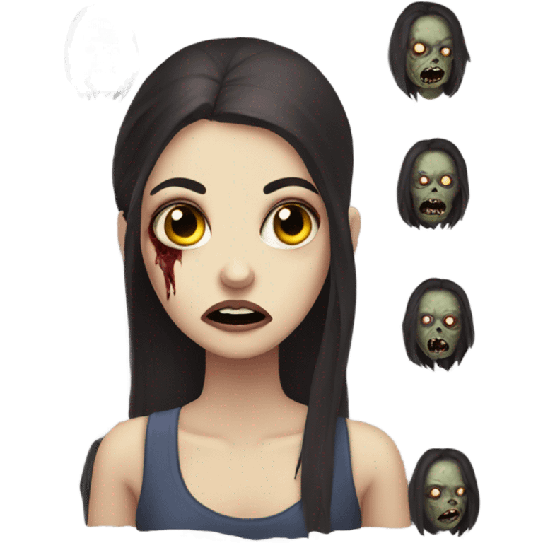 Brunette zombie girl in horror zombie  emoji