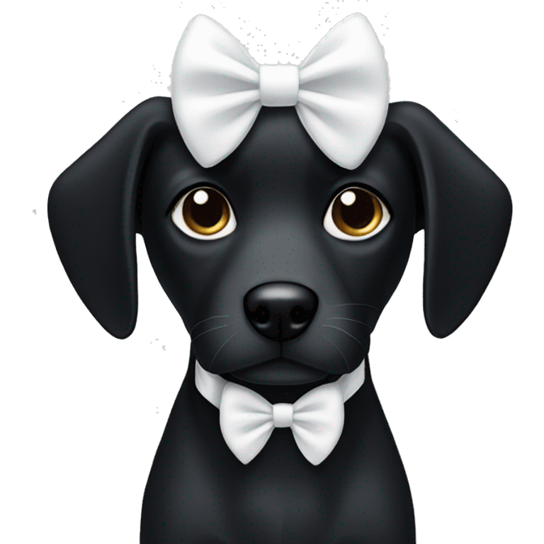 Black dog with white bows  emoji