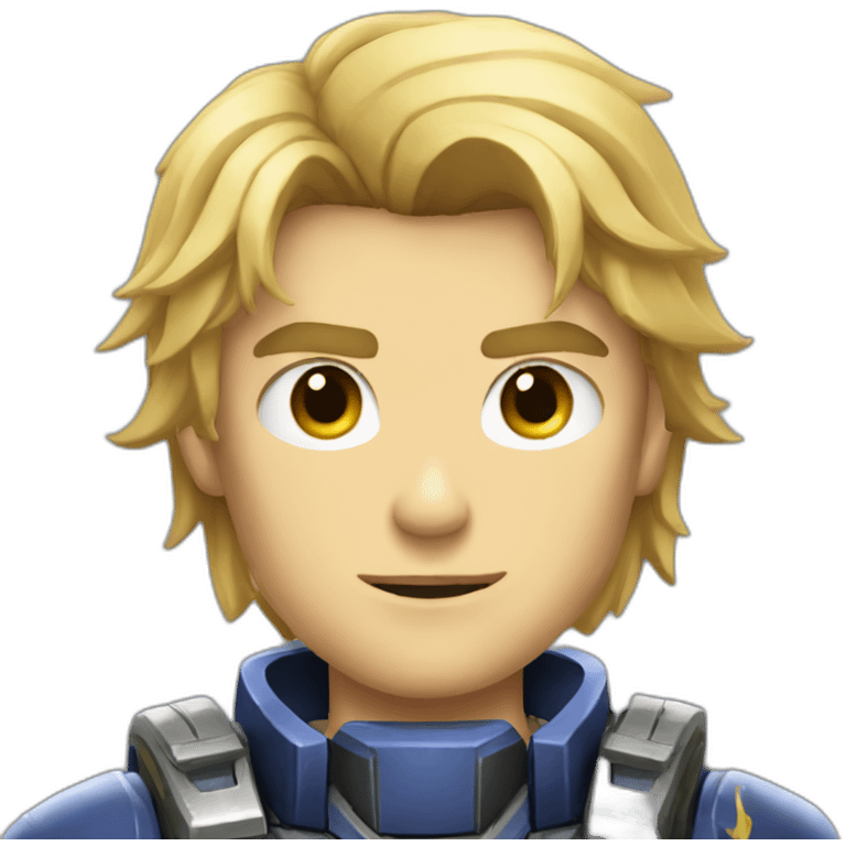 starcraft blonde hair marine male with a tough face expression emoji