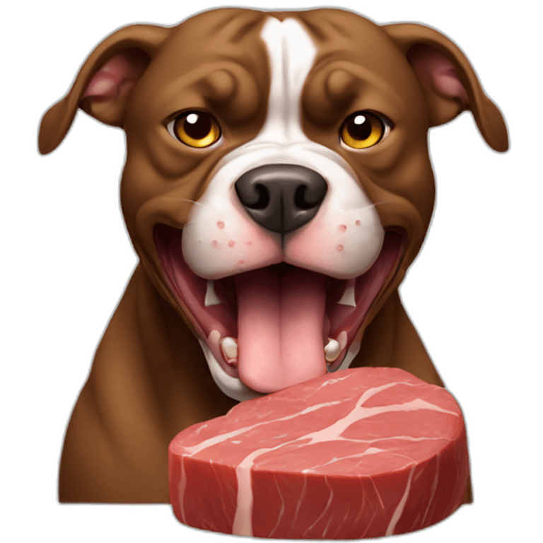 angry pitbull eating a steak emoji