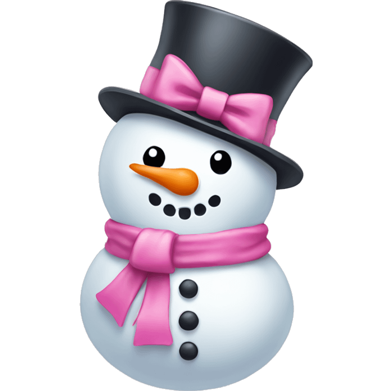 Cute snowman with pink bow emoji