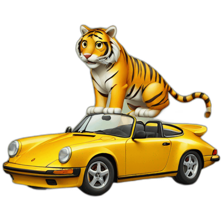 Tiger in a porsche emoji